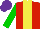 Silk - Red, yellow stripe, Green sleeves, Purple cap