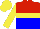 Silk - Red and blue halved horizontally, yellow hoop, yellow sleeves, yellow cap