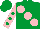 Silk - Emerald green, large pink spots, pink sleeves, emerald green spots