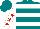 Silk - Teal, white hoops, red stars on white sleeves