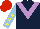 Silk - Dark blue, mauve chevron, light blue sleeves, yellow stars, red cap