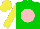 Silk - green, pink spot, yellow sleeves and cap