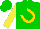 Silk - Green, black horse, gold horseshoe, yellow sleeves