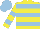 Silk - Yellow, light blue hoops, light blue bars on sleeves, light blue cap