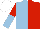 Silk - light blue and red halved, sleeves reversed, white cap