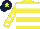 Silk - Yellow, white hoops, yellow sleeves, white stars, dark blue cap, yellow star