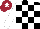 Silk - Black & white check, white sleeves, maroon cap, white star