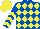 Silk - Royal blue, yellow diamonds, yellow chevrons on sleeves, yellow cap