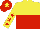 Silk - yellow and red halved horizontally, yellow sleeves, red stars, red cap, yellow star