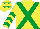 Silk - Yellow, emerald green cross belts, chevrons on sleeves, yellow cap, emerald green stars