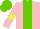 Silk - pink, light green stripe, yellow armbands, light green cap