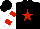 Silk - Black, red star, red hoops on white sleeves