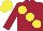 Silk - Maroon, large yellow spots, yellow cap