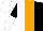 Silk - white and black halved, orange panel, black and white halved  sleeves