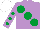 Silk - Mauve, large emerald green spots, mauve sleeves, emerald green spots, white cap