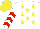 Silk - White, yellow stars, red chevrons on sleeves, yellow cap
