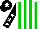 Silk - White, green stripes, black sleeves, white stars, black cap, white star