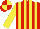 Silk - red and yellow stripes, yellow sleeves, quartered cap