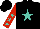 Silk - Black, red and turquoise star, red and turquoise stars on sleeves