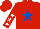 Silk - Red, royal blue star, white stars on sleeves, red cap