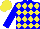 Silk - blue , yellow diamonds, blue arms, yellow cap