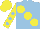 Silk - Light blue, large yellow spots, yellow sleeves, light blue spots, yellow cap