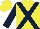Silk - Yellow, dark blue cross sashes & sleeves, yellow cap