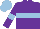 Silk - purple, light blue hoop, light blue armlets and cap
