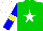 Silk - green, white star, yellow armbands on blue sleeves, white cap