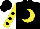 Silk - Black, yellow crescent moon, black dots on yellow sleeves, black cap