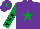 Silk - Purple, emerald green star, emerald green sleeves, black stars, purple cap, emerald green star