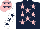 Silk - Dark blue, pink stars, white sleeves, dark blue stars, pink cap, dark blue stars