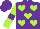 Silk - Purple, lime hearts, purple band on lime sleeves