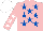 Silk - Pink, royal blue stars, pink sleeves, white stars, white cap