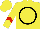 Silk - Yellow, black circle, red chevron on sleeves, yellow cap