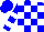 Silk - Blue and white blocks, white bars on blue slvs