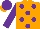 Silk - Orange, purple spots and sleeves, purple cap, orange peak