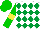 Silk - WHITE & EMERALD GREEN DIAMONDS, green sleeves, yellow armlet, green cap