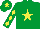 Silk - Emerald green, yellow star, diamonds on sleeves, emerald green cap, yellow star