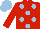 Silk - red, light blue spots, light blue cap