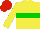 Silk - Yellow, green hoop, red and yellow halved cap