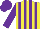 Silk - Yellow and purple stripes, purple sleeves and cap