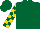 Silk - Forest green, gold crown, gold blocks on sleeves