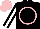 Silk - Black, pink circle, black sleeves, white stripe, pink cap