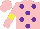 Silk - Pink, purple spots, yellow armlet, pink cap