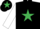 Silk - Black, Emerald Green star, White sleeves, Black cap, Emerald Green star