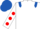 Silk - White, Royal Blue Epaulettes, White sleeves, Red Spots, Royal Blue Cap