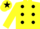 Silk - YELLOW, black spots, yellow sleeves, black star on cap