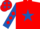 Silk - RED, royal blue star, royal blue sleeves, red diamonds, red cap, royal blue stars