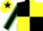 Silk - BLACK & YELLOW QUARTERED, black sleeves, emerald green seams, yellow cap, black star